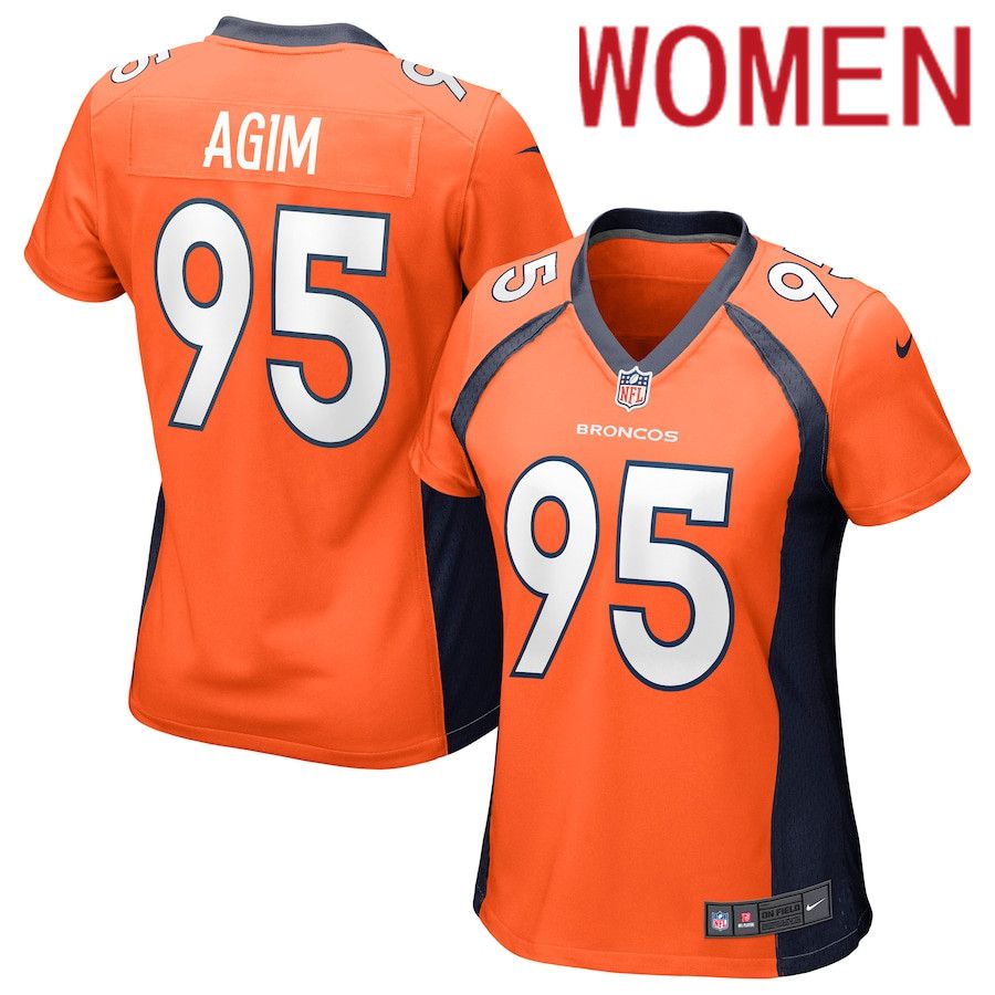 Women Denver Broncos #95 McTelvin Agim Nike Orange Game NFL Jersey->women nfl jersey->Women Jersey